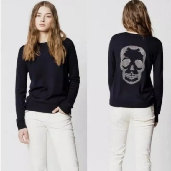 Zadig & Voltaire Sweaters - Zadig & Voltaire Miss M Studded Skull Sweater in Black L